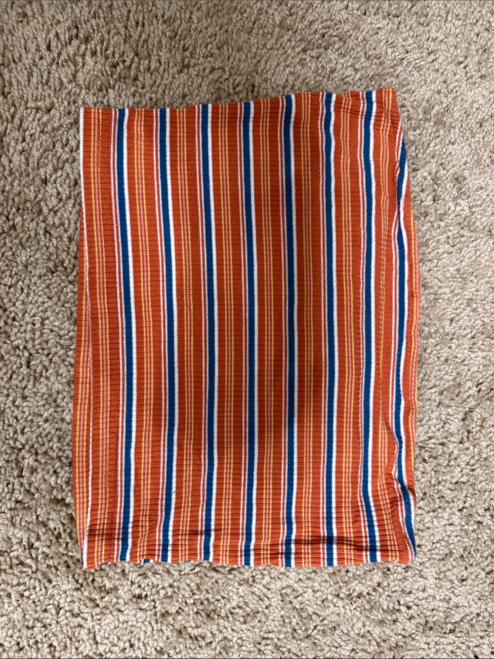 Amazon Orange Striped Tube Top with Blue and White Accents